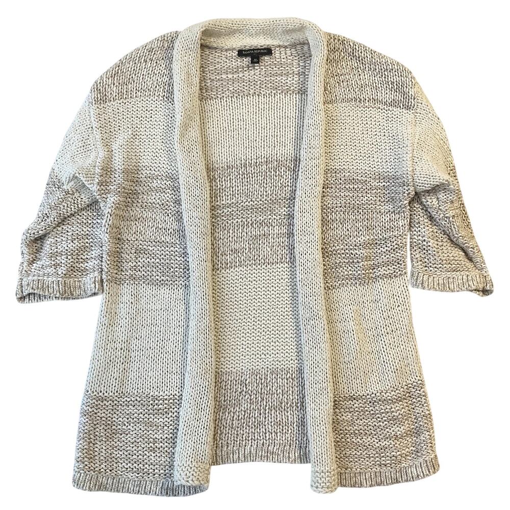 Banana Republic Neutral Tone Open-Front Knit Cardigan
